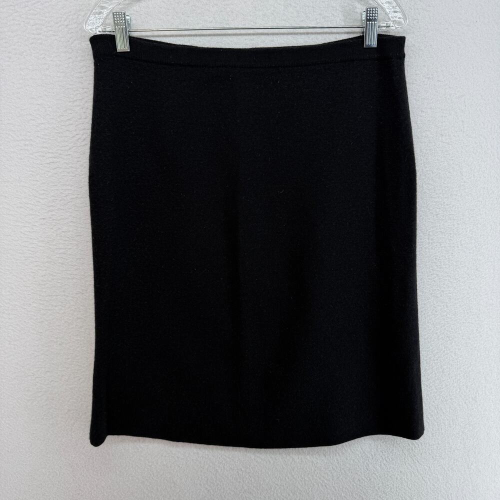 EILEEN FISHER Skirt L Washable Wool Interlock Pencil Elastic Waist Black VTG